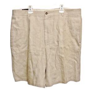 Biella Black Men’s 100% Linen Wide Leg Shorts Resort Coastal Beach Khaki Tan 38”